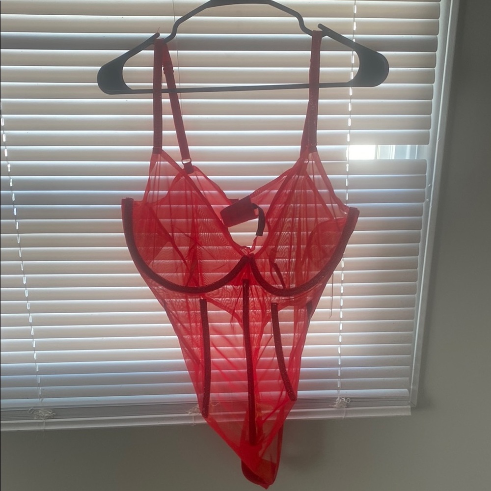 Dreamgirl Red Sheer Lace Bodysuit